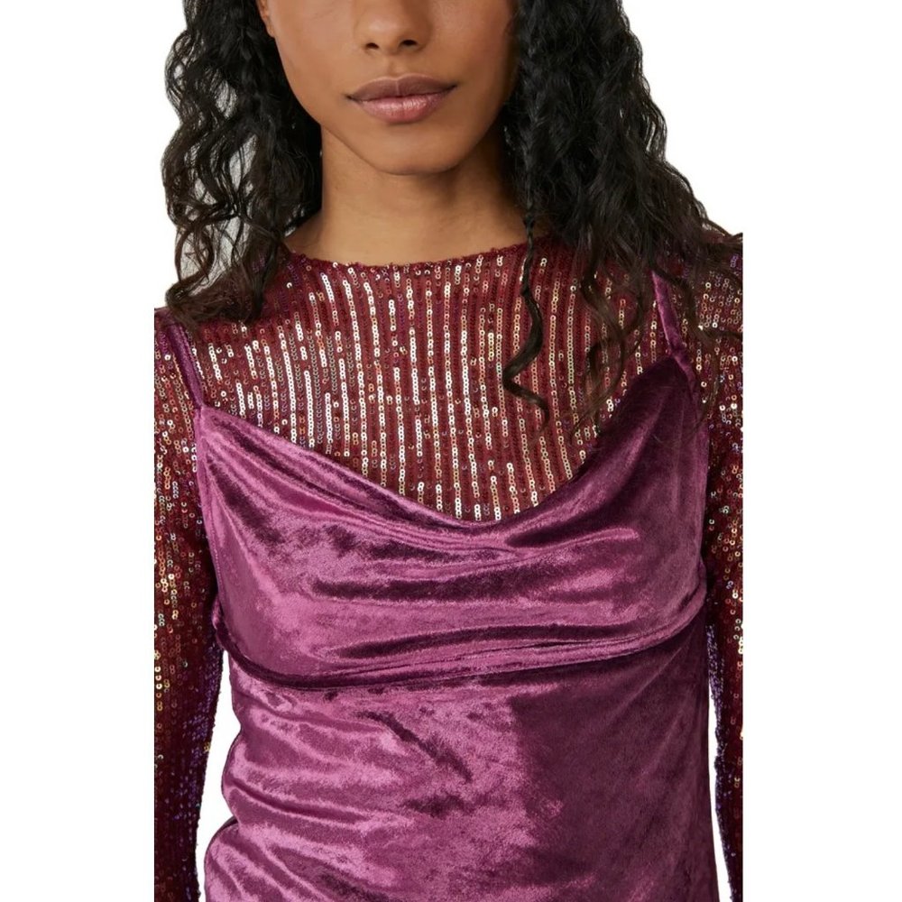 NWT Free People Intimately all night Velvet Tunic XS cami top blouse